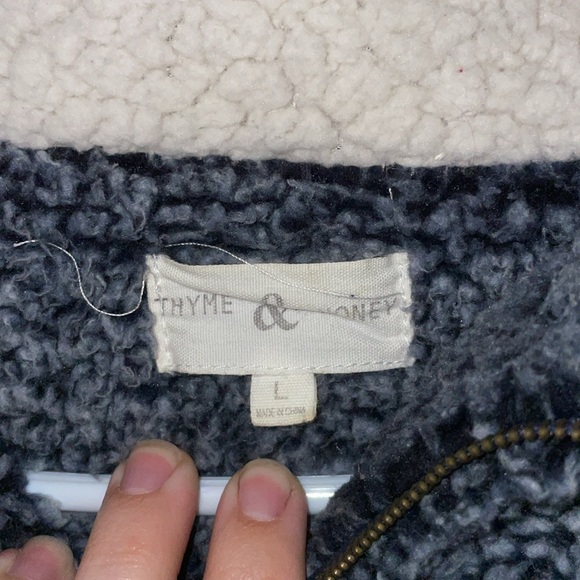 Blue/White Sherpa Half Zip Pullover Sweatshirt Sweater - Picture 4 of 4